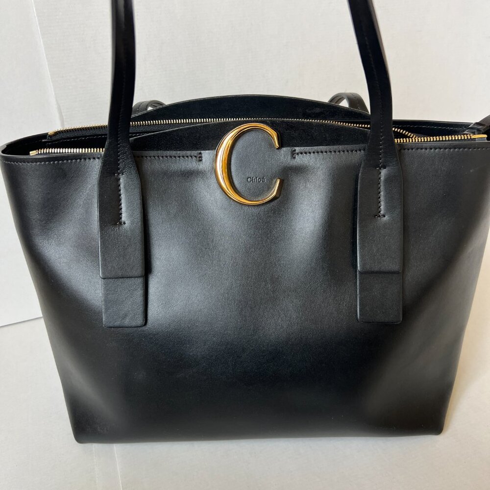 Chloe C Zipped Tote Black Leather Bag - Picture 9 of 14